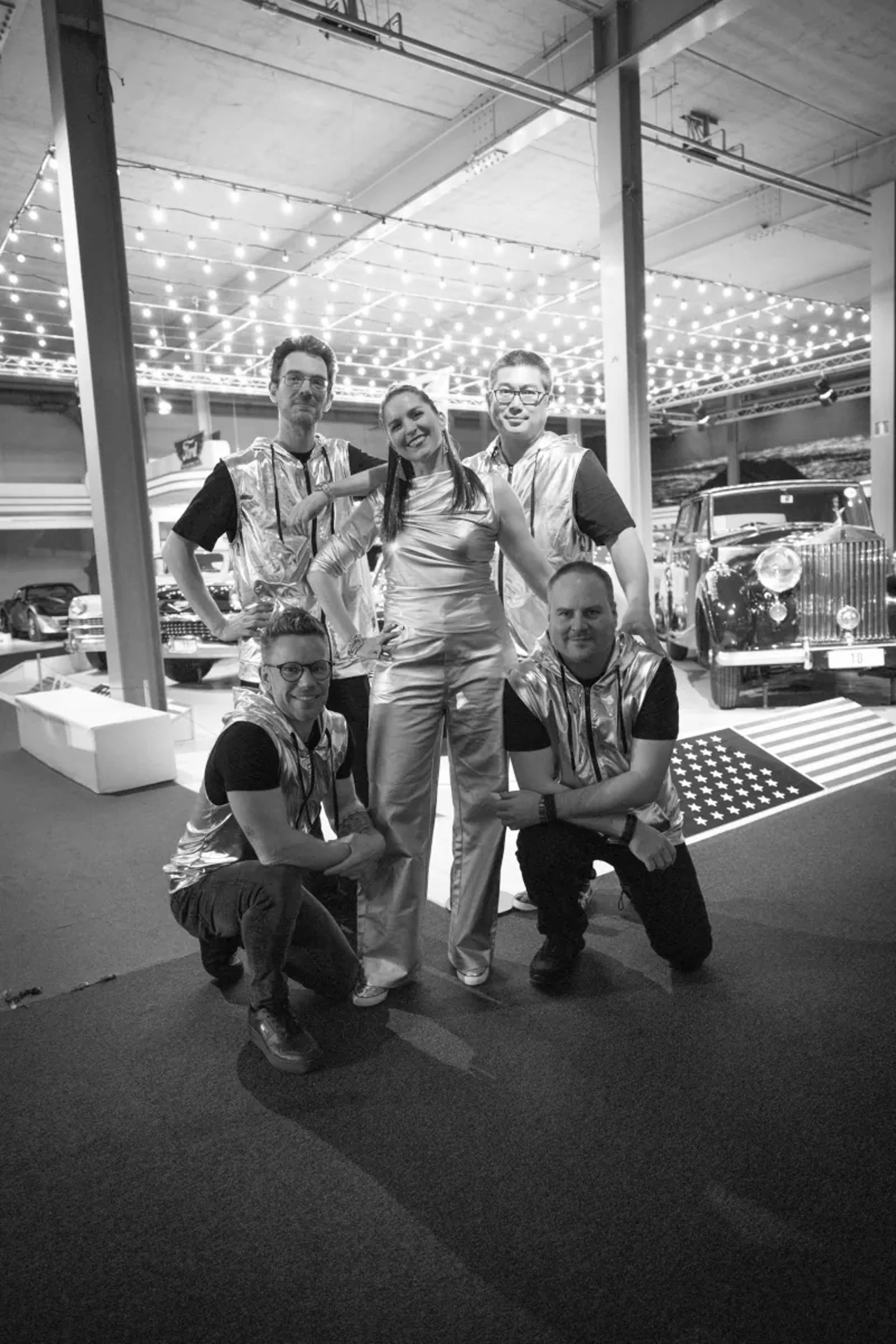 The five members of Furalines, Belgian cover band